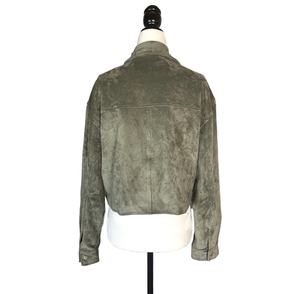 BlankNyc Faux Suede Crop Trucker Jacket In Rosemary - Picture 10 of 13